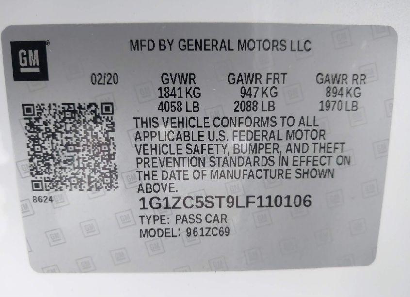 Photo 9 of 2020 Chevrolet Malibu FWD 1FL (VIN 1G1ZC5ST9LF110106)