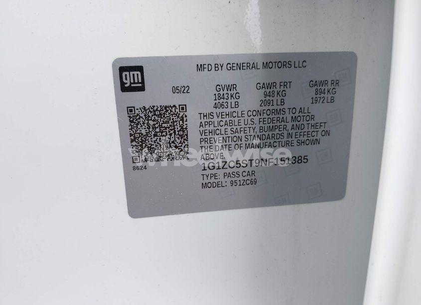 Photo 9 of 2022 Chevrolet Malibu FWD 1FL (VIN 1G1ZC5ST9NF151385)