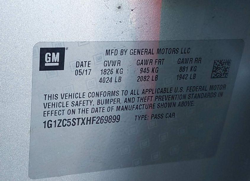 Photo 9 of 2017 Chevrolet Malibu 1FL (VIN 1G1ZC5STXHF269899)