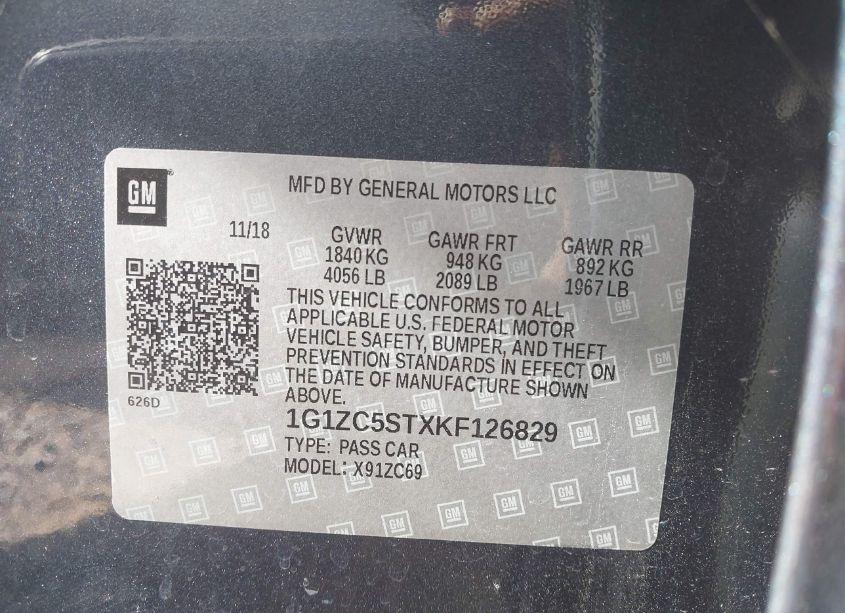 Photo 9 of 2019 Chevrolet Malibu 1FL (VIN 1G1ZC5STXKF126829)