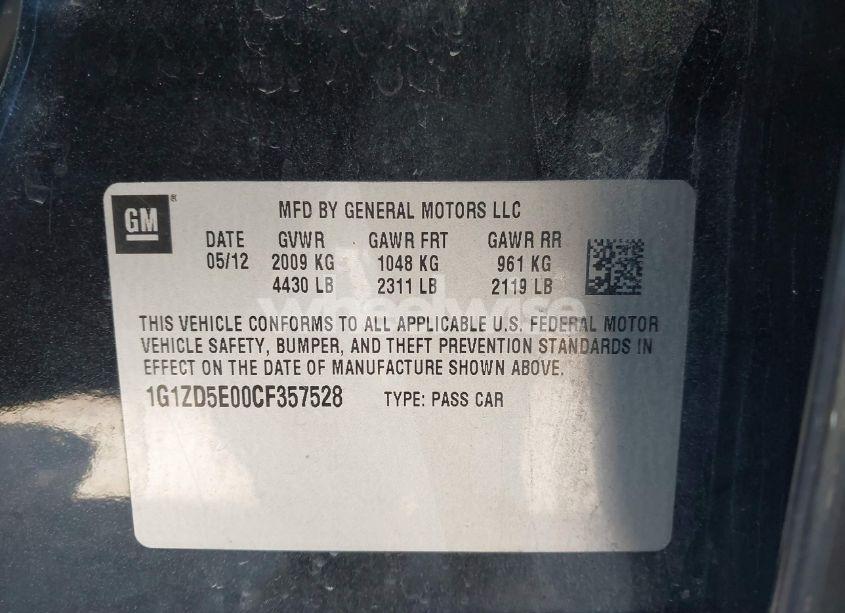 Photo 9 of 2012 Chevrolet Malibu 2LT (VIN 1G1ZD5E00CF357528)