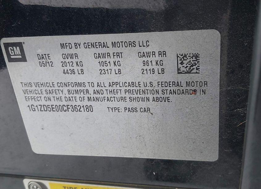 Photo 9 of 2012 Chevrolet Malibu 2LT (VIN 1G1ZD5E00CF362180)