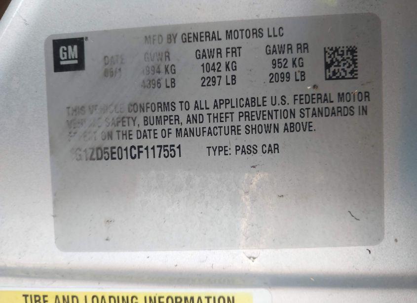 Photo 9 of 2012 Chevrolet Malibu 2LT (VIN 1G1ZD5E01CF117551)