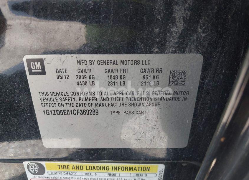 Photo 9 of 2012 Chevrolet Malibu 2LT (VIN 1G1ZD5E01CF360289)