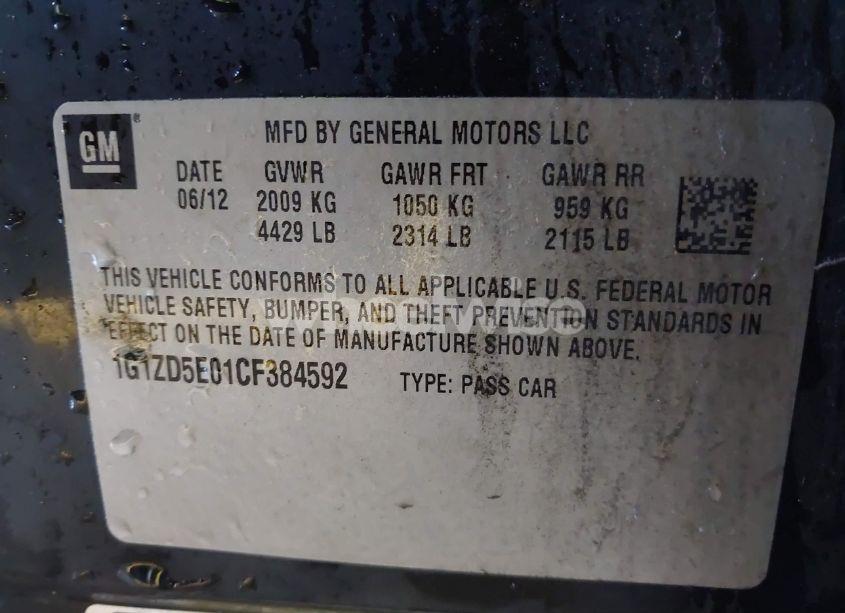 Photo 9 of 2012 Chevrolet Malibu 2LT (VIN 1G1ZD5E01CF384592)