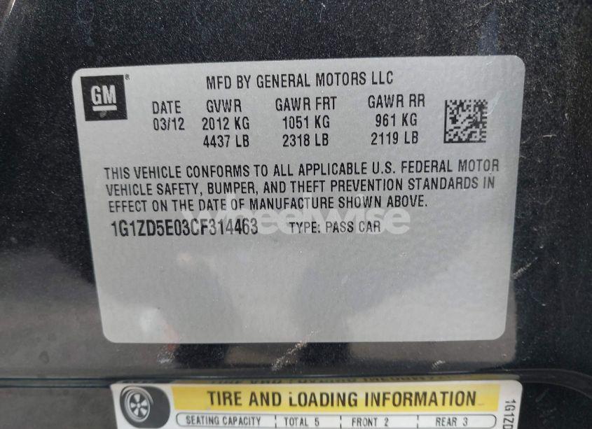 Photo 9 of 2012 Chevrolet Malibu 2LT (VIN 1G1ZD5E03CF314463)