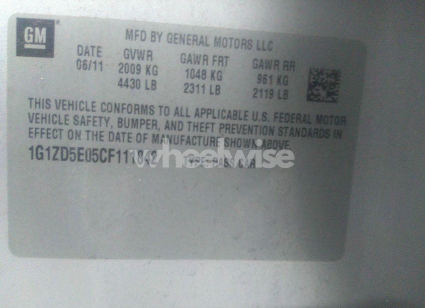 Photo 9 of 2012 Chevrolet Malibu 2LT (VIN 1G1ZD5E05CF111042)