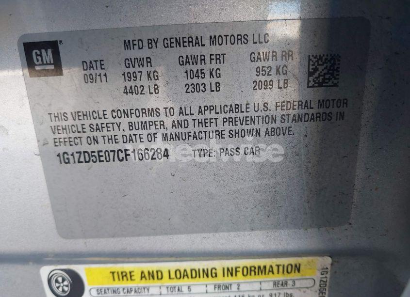 Photo 9 of 2012 Chevrolet Malibu 2LT (VIN 1G1ZD5E07CF166284)