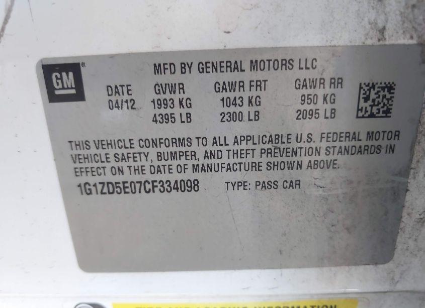 Photo 9 of 2012 Chevrolet Malibu 2LT (VIN 1G1ZD5E07CF334098)