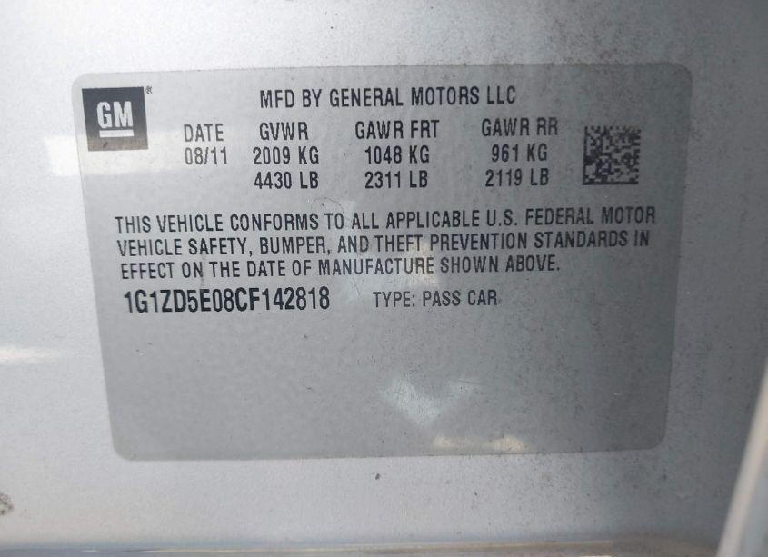 Photo 9 of 2012 Chevrolet Malibu 2LT (VIN 1G1ZD5E08CF142818)