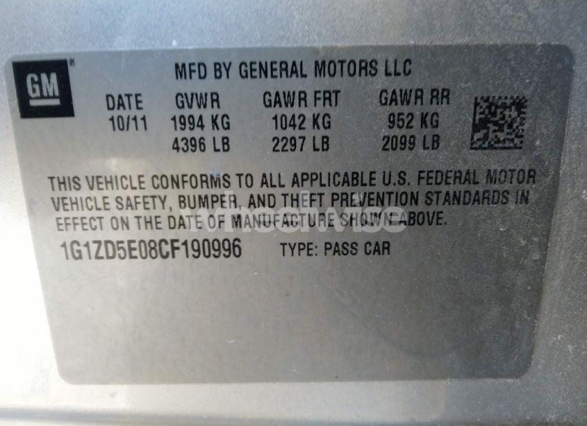 Photo 9 of 2012 Chevrolet Malibu 2LT (VIN 1G1ZD5E08CF190996)