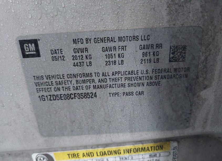 Photo 9 of 2012 Chevrolet Malibu 2LT (VIN 1G1ZD5E08CF358524)