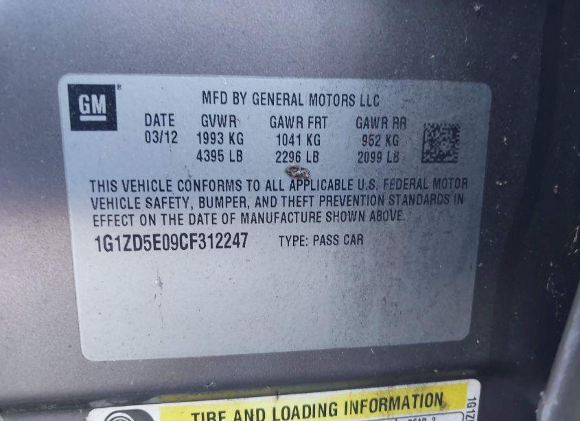 Photo 9 of 2012 Chevrolet Malibu 2LT (VIN 1G1ZD5E09CF312247)