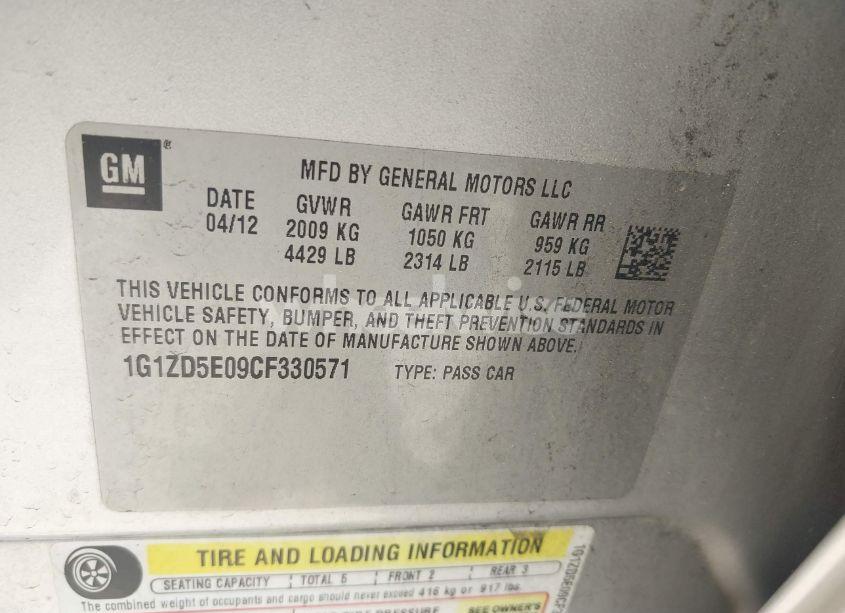 Photo 9 of 2012 Chevrolet Malibu 2LT (VIN 1G1ZD5E09CF330571)