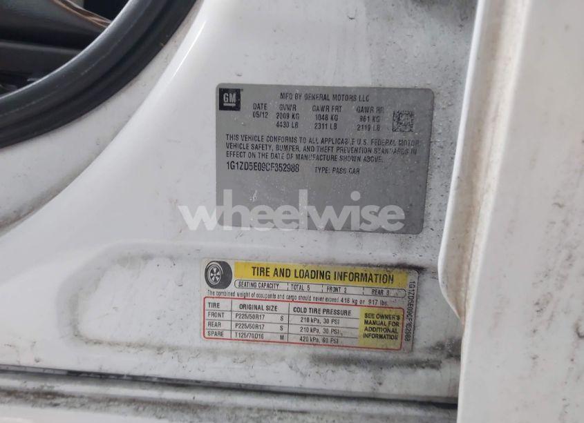 Photo 9 of 2012 Chevrolet Malibu 2LT (VIN 1G1ZD5E09CF352988)