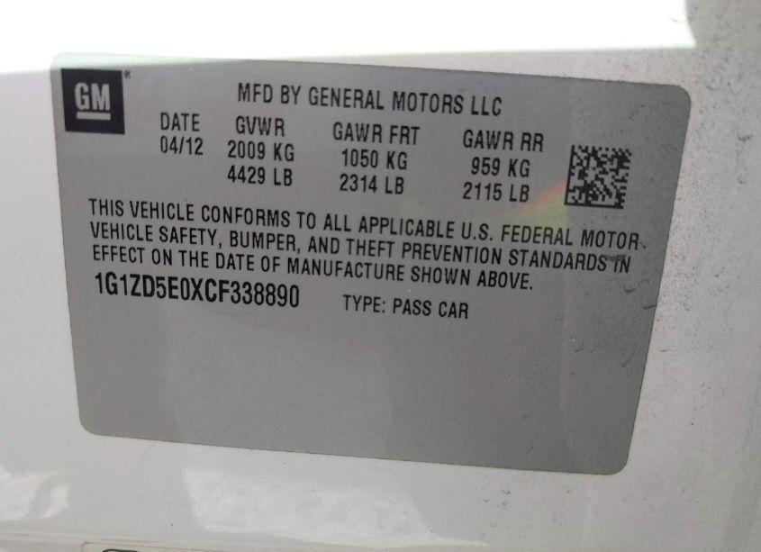 Photo 9 of 2012 Chevrolet Malibu 2LT (VIN 1G1ZD5E0XCF338890)