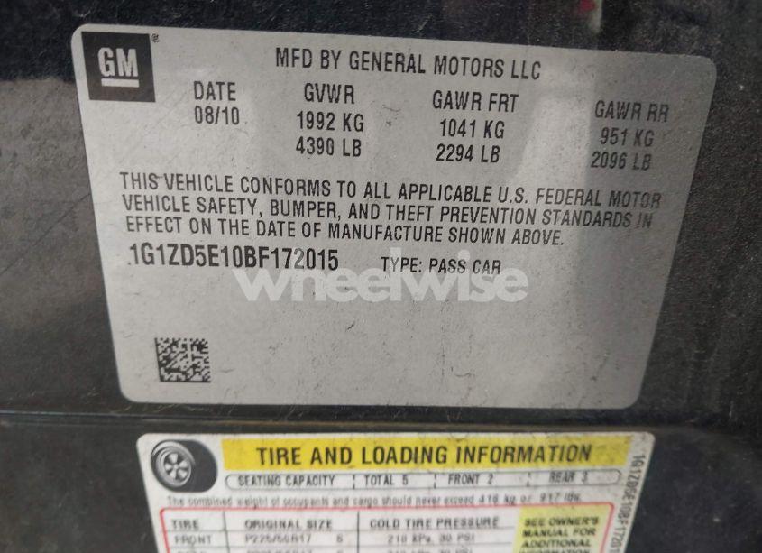 Photo 9 of 2011 Chevrolet Malibu 2LT (VIN 1G1ZD5E10BF172015)