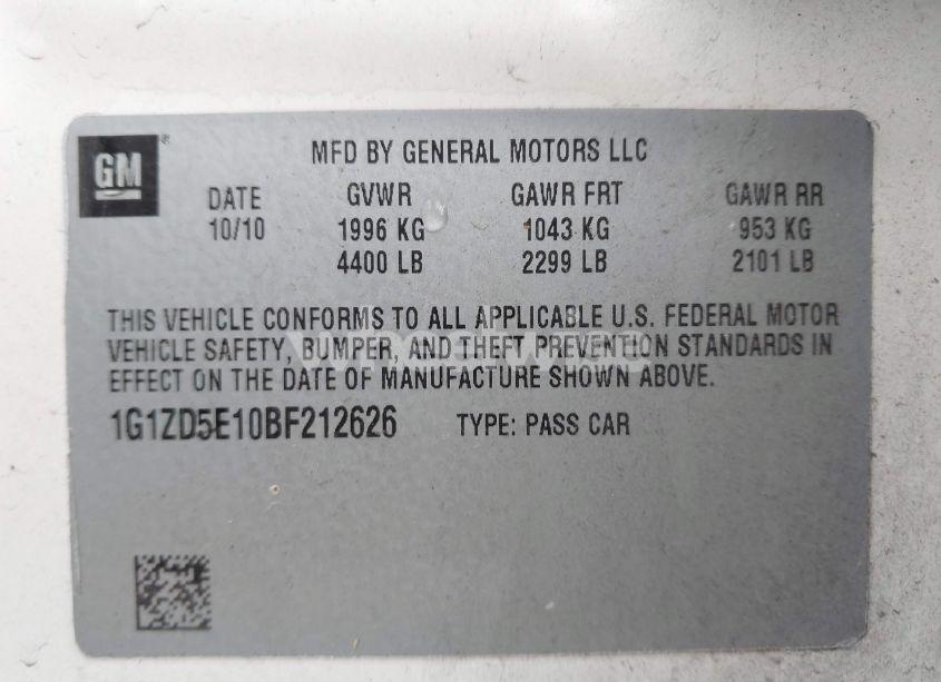 Photo 9 of 2011 Chevrolet Malibu 2LT (VIN 1G1ZD5E10BF212626)