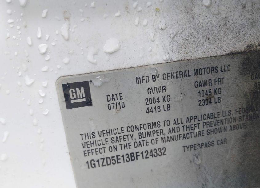 Photo 9 of 2011 Chevrolet Malibu 2LT (VIN 1G1ZD5E13BF124332)