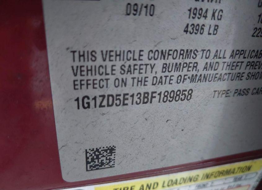 Photo 9 of 2011 Chevrolet Malibu 2LT (VIN 1G1ZD5E13BF189858)