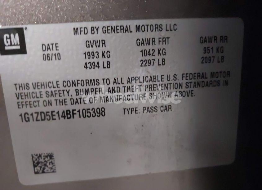 Photo 9 of 2011 Chevrolet Malibu 2LT (VIN 1G1ZD5E14BF105398)