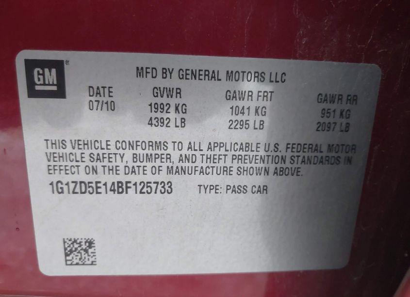 Photo 9 of 2011 Chevrolet Malibu 2LT (VIN 1G1ZD5E14BF125733)