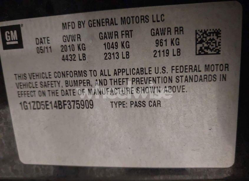 Photo 9 of 2011 Chevrolet Malibu 2LT (VIN 1G1ZD5E14BF375909)