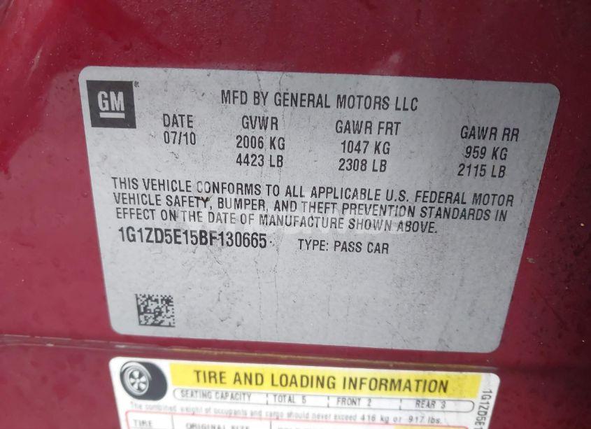 Photo 9 of 2011 Chevrolet Malibu 2LT (VIN 1G1ZD5E15BF130665)