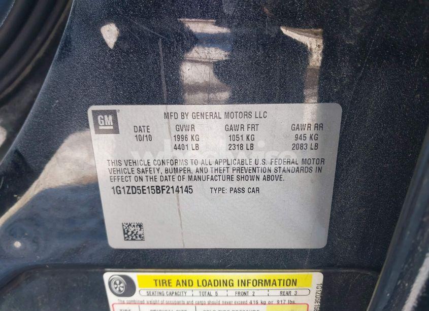 Photo 9 of 2011 Chevrolet Malibu 2LT (VIN 1G1ZD5E15BF214145)