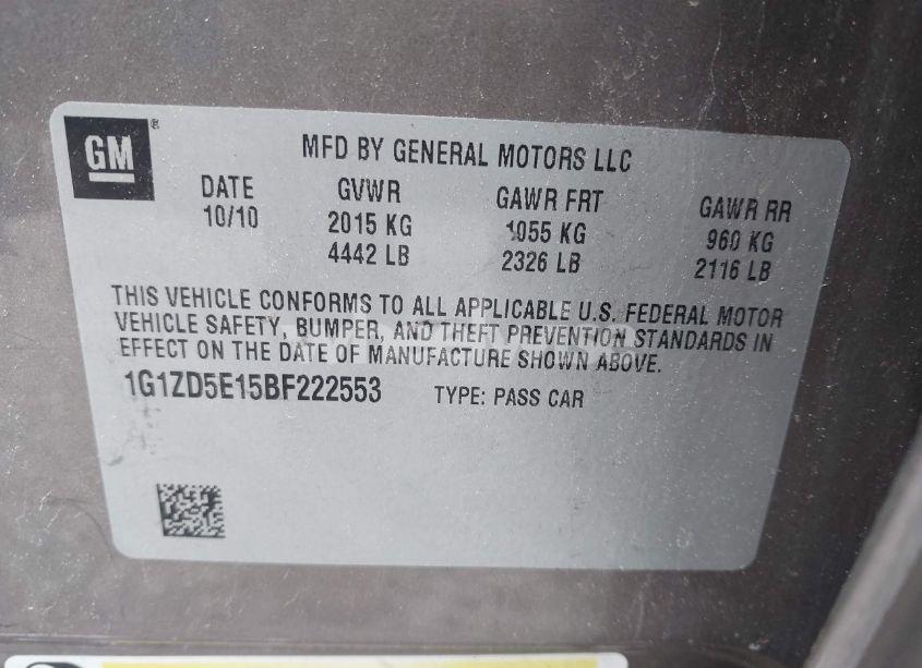 Photo 9 of 2011 Chevrolet Malibu 2LT (VIN 1G1ZD5E15BF222553)