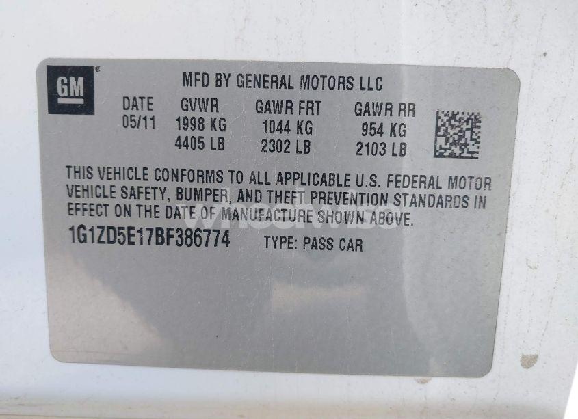 Photo 9 of 2011 Chevrolet Malibu 2LT (VIN 1G1ZD5E17BF386774)
