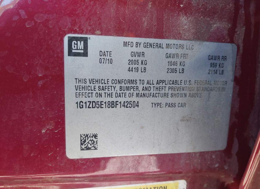 Photo 9 of 2011 Chevrolet Malibu 2LT (VIN 1G1ZD5E18BF142504)