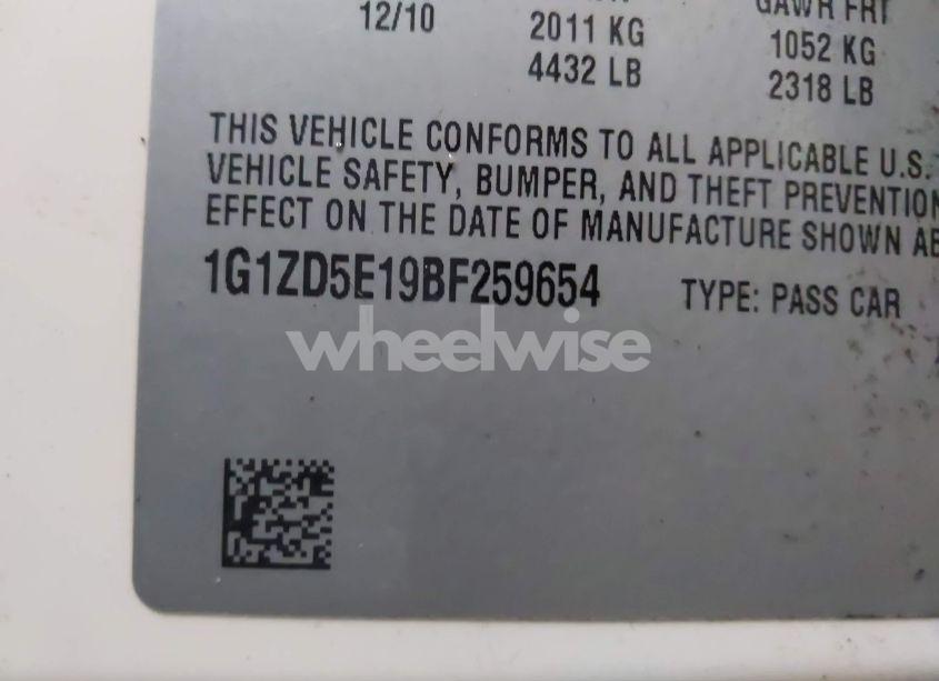 Photo 9 of 2011 Chevrolet Malibu 2LT (VIN 1G1ZD5E19BF259654)