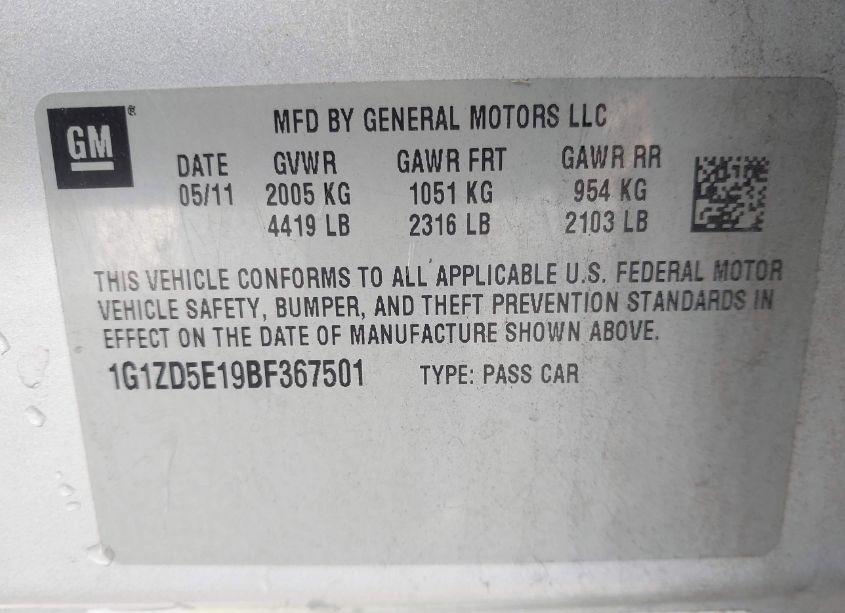 Photo 9 of 2011 Chevrolet Malibu 2LT (VIN 1G1ZD5E19BF367501)