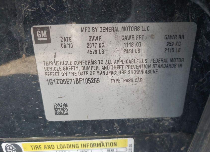 Photo 9 of 2011 Chevrolet Malibu 2LT (VIN 1G1ZD5E71BF105265)