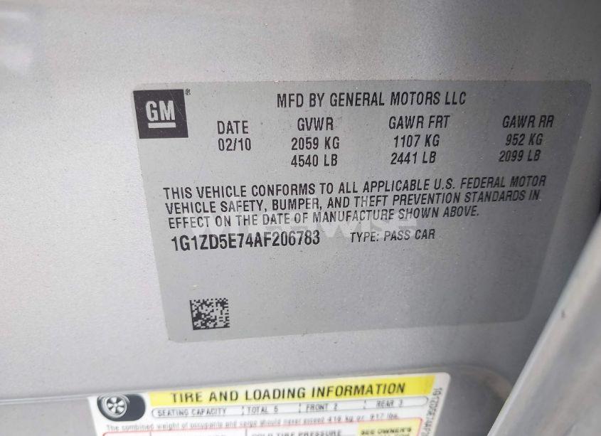 Photo 9 of 2010 Chevrolet Malibu LT (VIN 1G1ZD5E74AF206783)