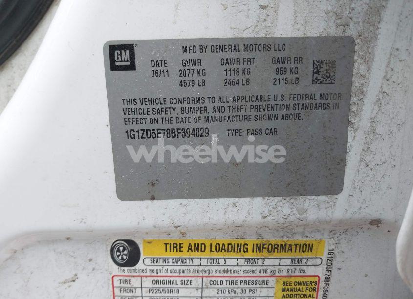 Photo 9 of 2011 Chevrolet Malibu 2LT (VIN 1G1ZD5E78BF394029)