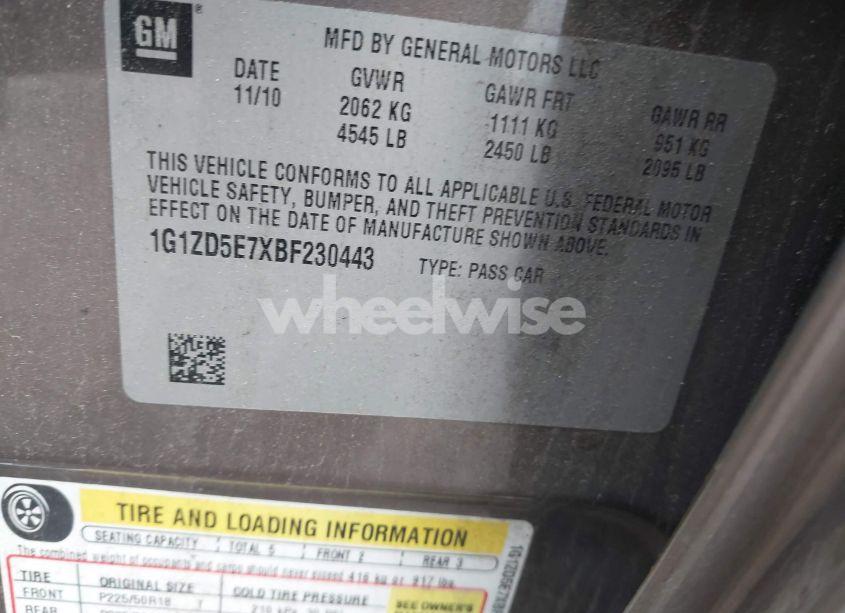 Photo 9 of 2011 Chevrolet Malibu 2LT (VIN 1G1ZD5E7XBF230443)