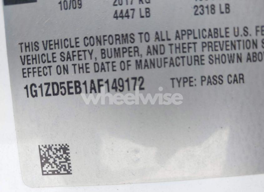 Photo 9 of 2010 Chevrolet Malibu LT (VIN 1G1ZD5EB1AF149172)