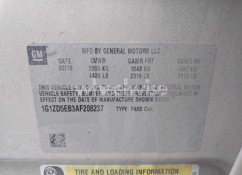 Photo 9 of 2010 Chevrolet Malibu LT (VIN 1G1ZD5EB3AF208237)