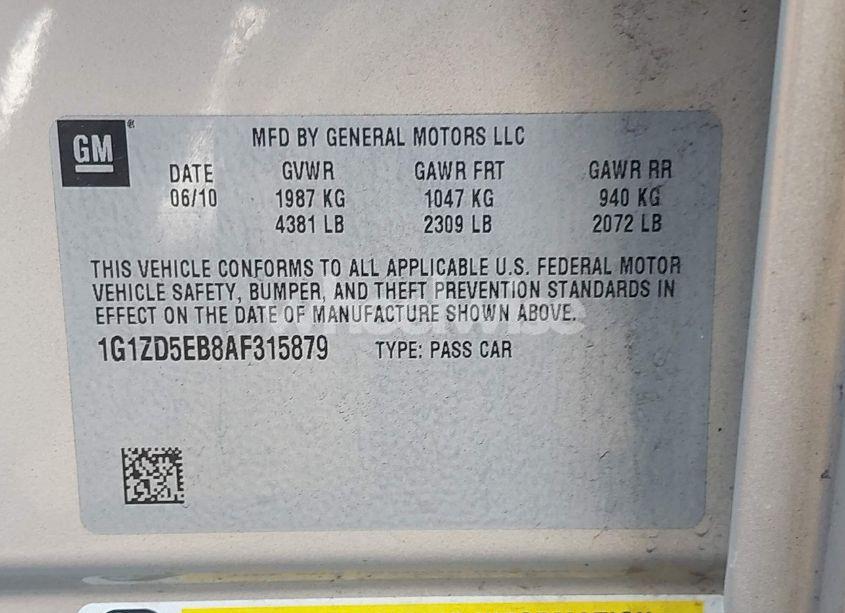 Photo 9 of 2010 Chevrolet Malibu LT (VIN 1G1ZD5EB8AF315879)