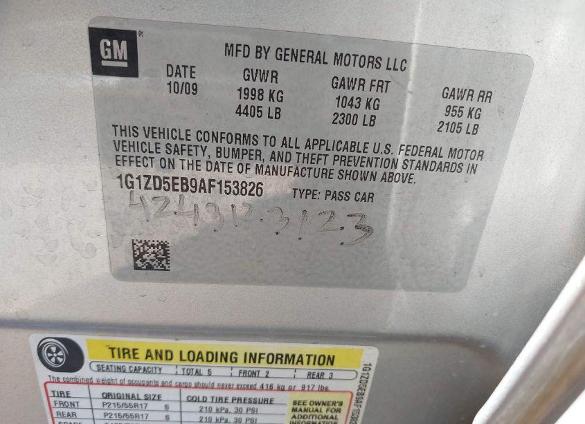 Photo 9 of 2010 Chevrolet Malibu LT (VIN 1G1ZD5EB9AF153826)