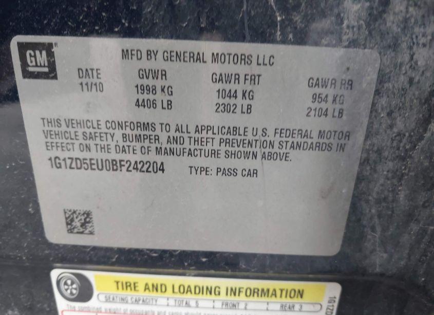 Photo 9 of 2011 Chevrolet Malibu 2LT (VIN 1G1ZD5EU0BF242204)