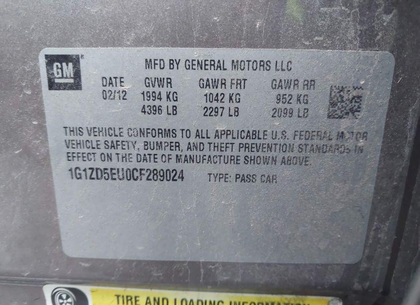 Photo 9 of 2012 Chevrolet Malibu 2LT (VIN 1G1ZD5EU0CF289024)