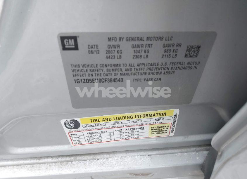 Photo 9 of 2012 Chevrolet Malibu 2LT (VIN 1G1ZD5EU0CF384540)