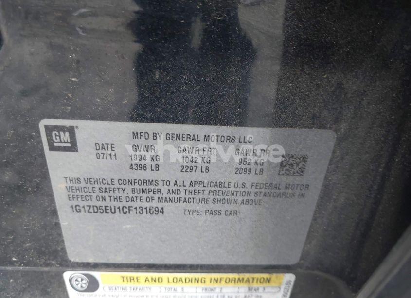 Photo 9 of 2012 Chevrolet Malibu 2LT (VIN 1G1ZD5EU1CF131694)