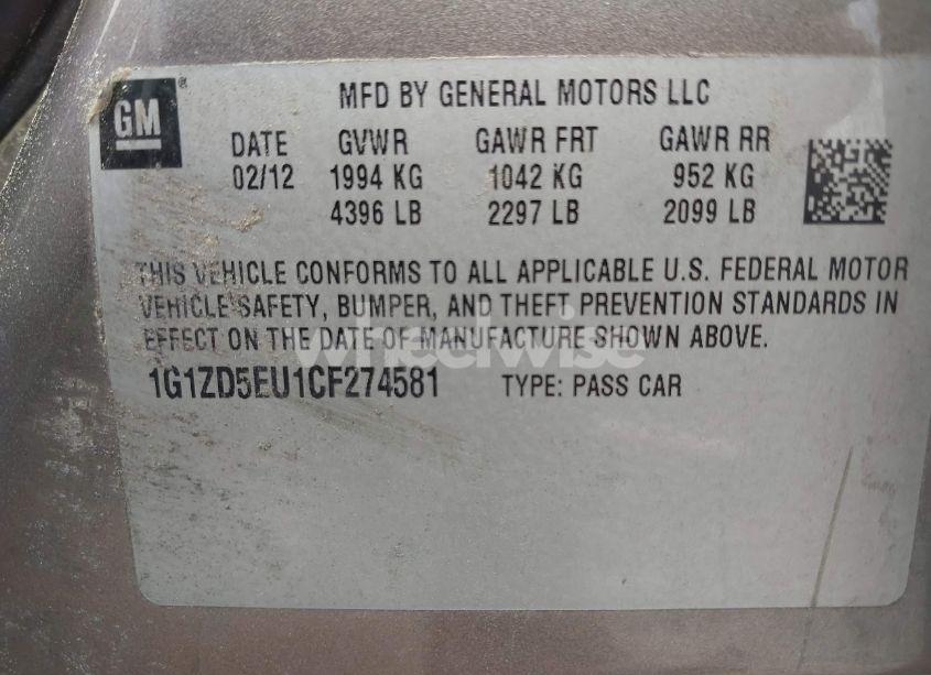 Photo 9 of 2012 Chevrolet Malibu 2LT (VIN 1G1ZD5EU1CF274581)