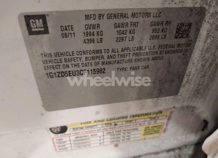 Photo 9 of 2012 Chevrolet Malibu 2LT (VIN 1G1ZD5EU3CF115982)