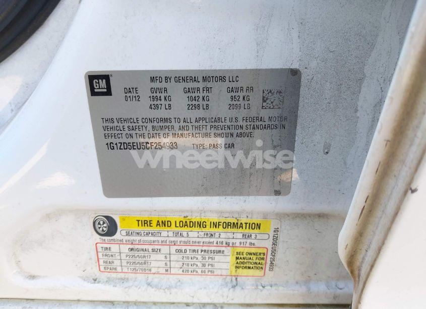 Photo 9 of 2012 Chevrolet Malibu 2LT (VIN 1G1ZD5EU5CF254933)