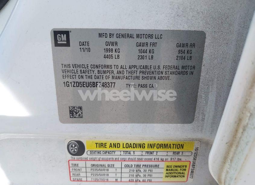 Photo 9 of 2011 Chevrolet Malibu 2LT (VIN 1G1ZD5EU6BF248377)